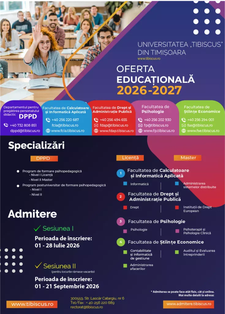 Oferta Educationala 2026-2027 - Admitere 2025